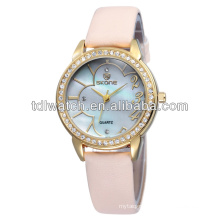 2015 del cuero del fashional las mujeres del reloj banda munequera dama SKONE9259 agua relojes resistentes de mujer